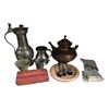 Image 1 : Assorted Pewter Pitcher, Decor Keys, Wooden Box, and More Decor Tabletop Item