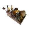 Image 2 : Assorted Brass & Metal Candlesticks with Candles