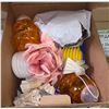 Image 4 : Large Shelf Group of Misc - Decorative Glass Bowls, Mattress Pump, Office Supplies, Glass Bowls, Spa