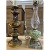 Image 2 : Brass and Floral Glass Table Lamp