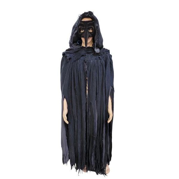 Black Hooded Tattered Costume Robe - Medieval/Plague Doctor Style Cloak