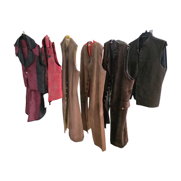 Lot of Assorted Costume Vests - Victorian/Steampunk Style in Mixed Fabrics & Colors (Various Sizes)