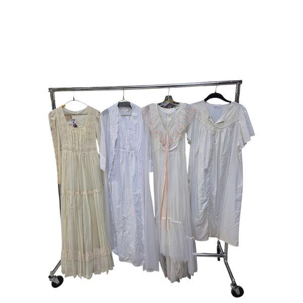 Lot of Vintage Style White & Cream Nightgowns and Lace Dresses (Various Styles & Sizes)