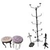 Image 1 : Group of 5 Misc - 2 Stools, Fireplace Parts & Multi-tier Candle Stand (H75")