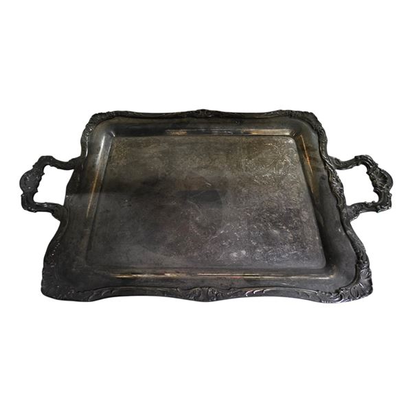 Ornate Silverplate Serving Tray w/Handles, Approx. 24" x 14"