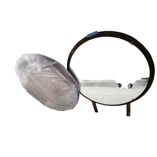 Group of 2 Set Dec Wood Round Mirrors, Approx. 41" x 35" Each
