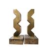 Image 1 : Pair of Modern Gold Geometric Table Lamps on Wood Base
