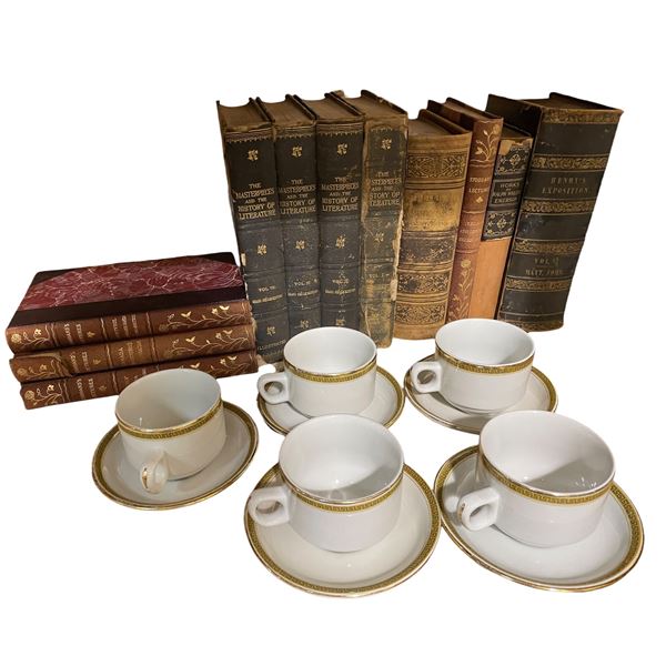 Group of Tea Cups & Movie Prop Books