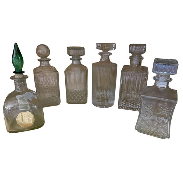 6-Piece Set Dec Glass Liquor Decanters