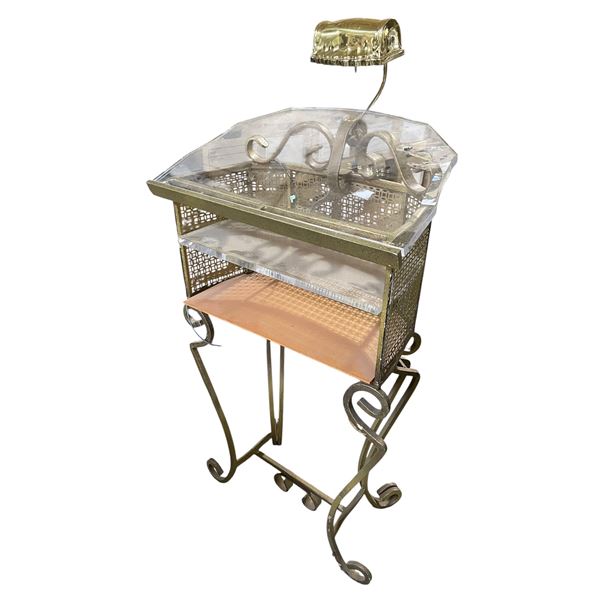 Vintage Brass Lighted Podium / Lectern Stand, Approx. H55" x W26" x D17"