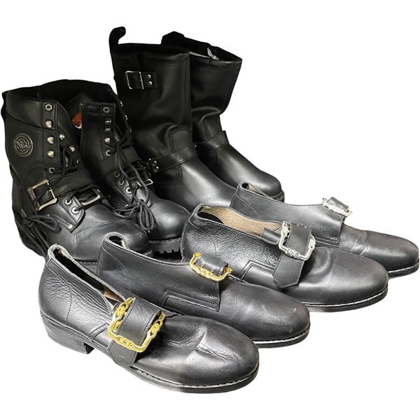 Assorted Black Boots and Pilgrim Style Buckle Shoes