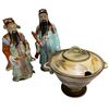 Image 1 : 2 Chinese Ceramic Figurines and Stoneware Lidded Pot