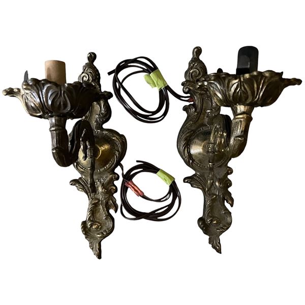 Pair of Ornate Single-Light Wall Sconces