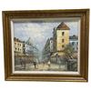 Image 1 : Framed European City Street Scene Painting, H28" x W32"