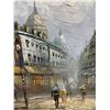 Image 2 : Framed European City Street Scene Painting, H28" x W32"