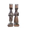 Image 1 : Pair of Carved Wooden Musician Figures, H19" Each