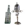 Image 1 : Absinthe Fountain Style Dispenser (H18") and Large Decorative Square Glass Bottle (H23")