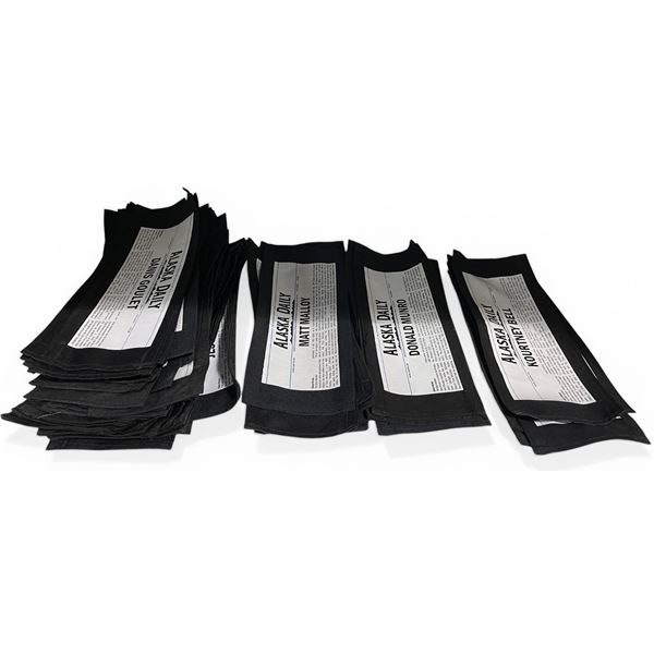 Group Of Alaska Daily Set Prop Faux Newspaper Director's Chair Backs, 15" x 6" Each