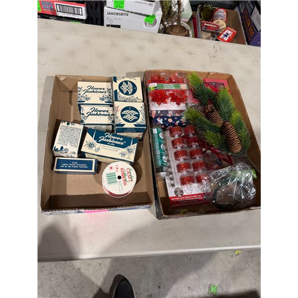 Tea, lights, and flour arrangement items