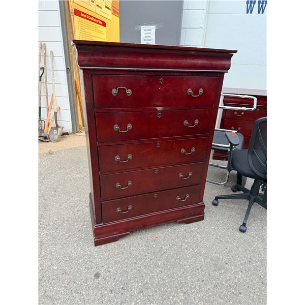 Highboy dresser measures 37 and three-quarter inches wide 18 inches deep 53 1/2 inches tall