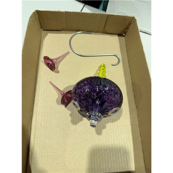 Glass hummingbird feeder