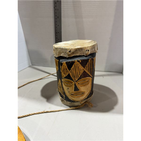 Vintage African drum with goat skin