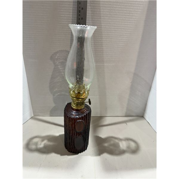 Vintage mid-century tree bark log lamp