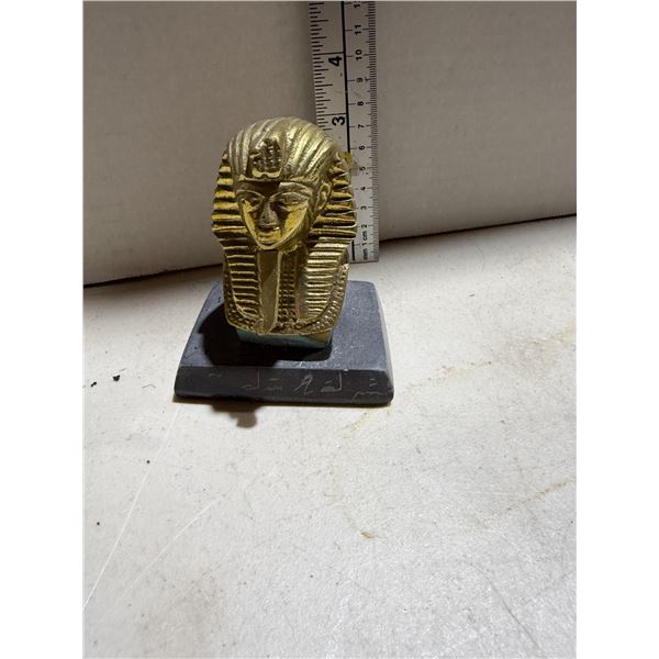 vintage brass bust of the Egyptian Pharaoh Tutankhamun