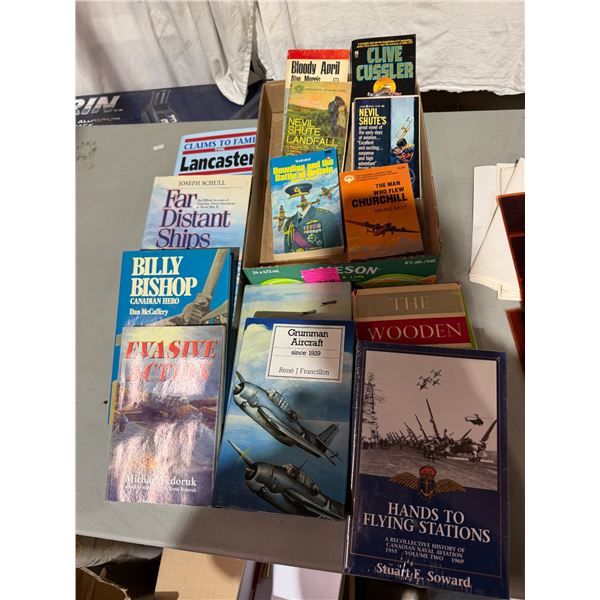 Assorted books hands to flying stations, aircraft books, Billy Bishop Canadian hero