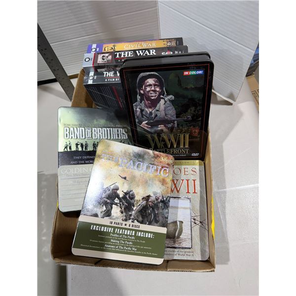 Assorted DVDs band of Brothers, the war, etc.