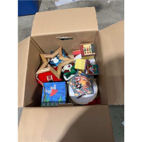 Christmas boxes in wooden star