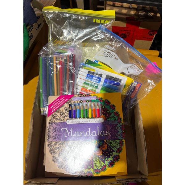 Crafting items, markers, and pencils