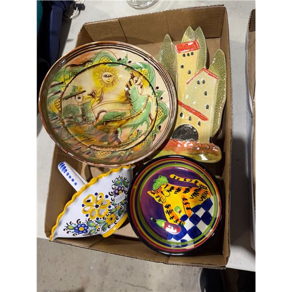 Assorted serving dishes and decor