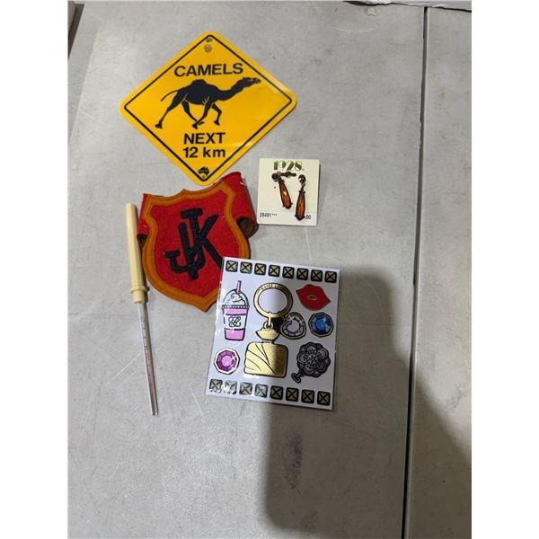 Camel sign, and other items