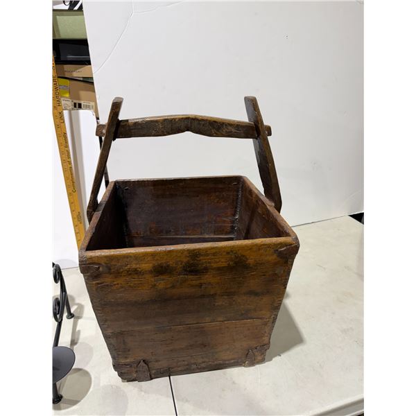 antique Chinese rice grain bucket