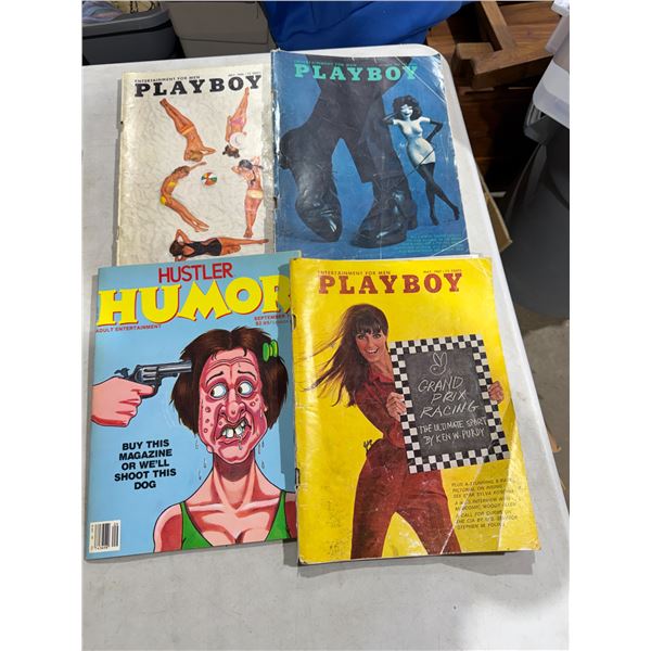 Playboy magazines, 1967 and 1966 and hustler humor 1983