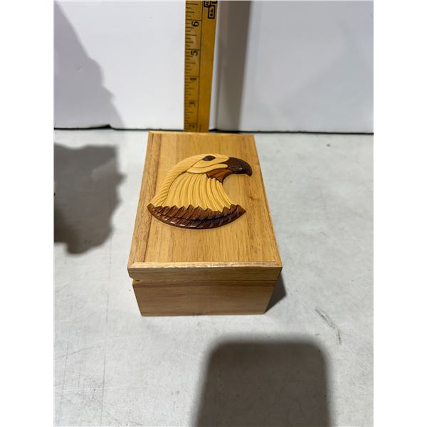 Lidded box with carved eagle