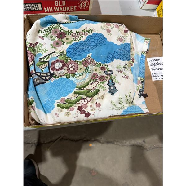 Vintage Japanese kimono robe has ripped fabric for fixing or craft