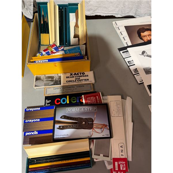 Crafting and stationary items, X-Acto beam, compass and circle cutter, etc.