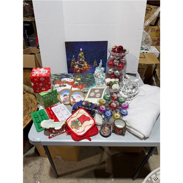 Christmas decor with light up color changing lights on tree