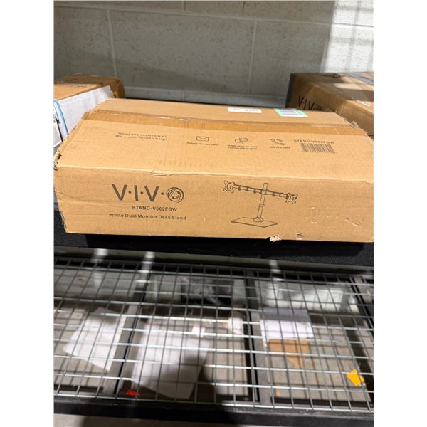 VIVO white dual monitor desk stand