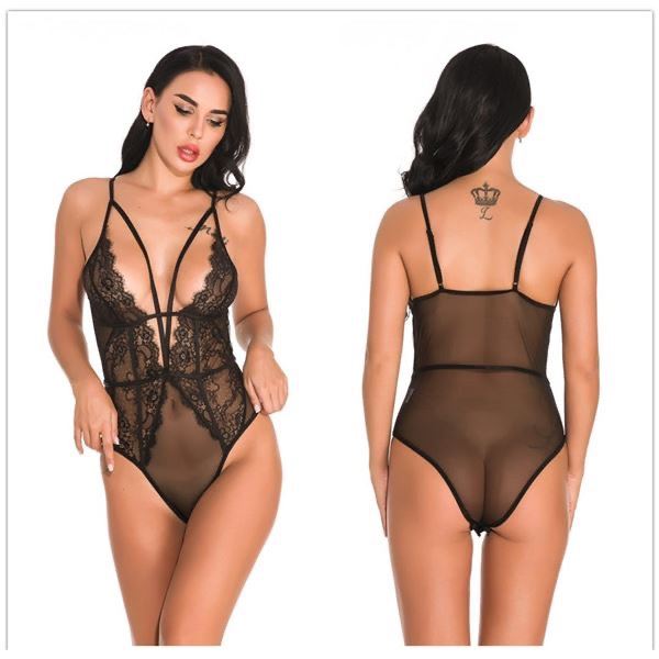 Jessie - BLACK bodysuit (one piece) Size L