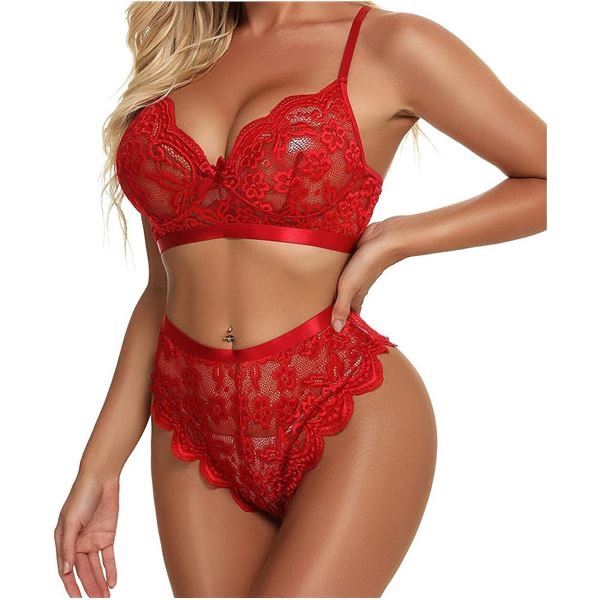 Jacqueline - RED bra and underwear set Size L