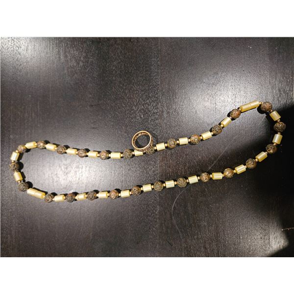 Rose bead necklace and ring