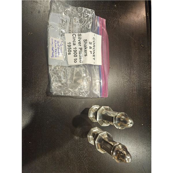 Silver plated Coronet Salt & pepper shakers