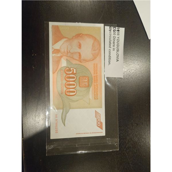 1998 Yugoslavia 5000 Dinara