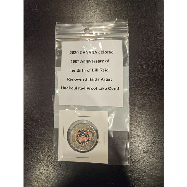 2020 Canada "Bill Reid birth 100th anniversary" toonie