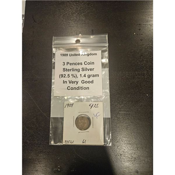 1909 UK 3 pences Coin