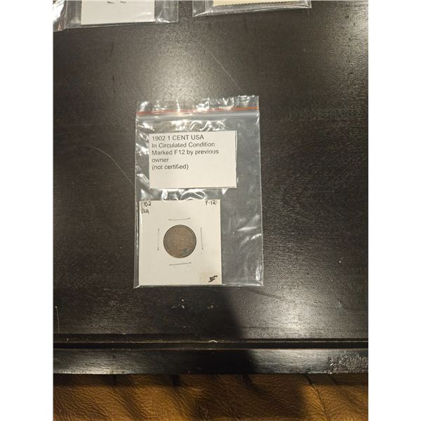 1902 USA 1 cent coin