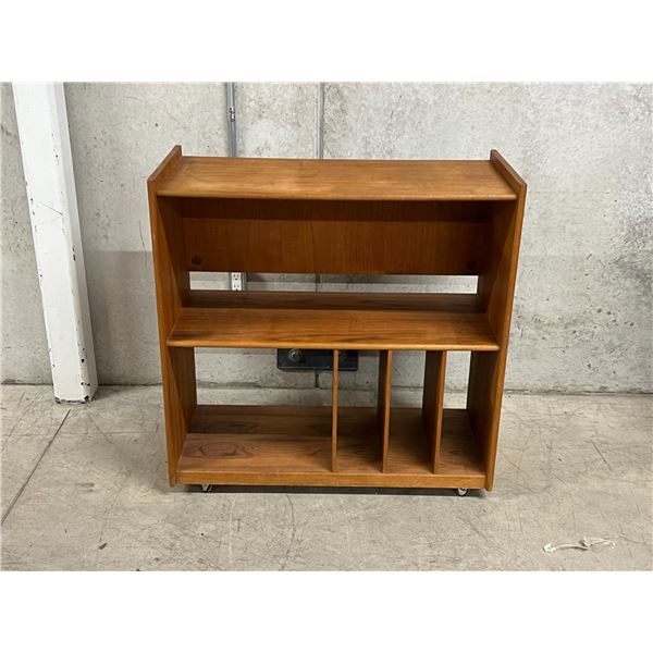 Teak Media Unit On Casters - Approx: 37.5 x 17 & 37.5"T (see all photos)